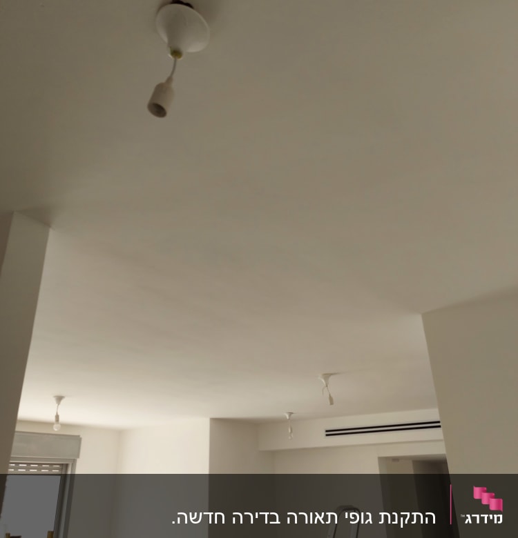 תקרת חדר עם נורות חשמל וסולם